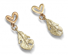 arete fantasia corazon y hoja color dorado